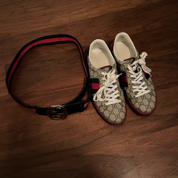 Mens Gucci ace sneakers & matching belt size 9 & 34-36 - Picture 3 of 5